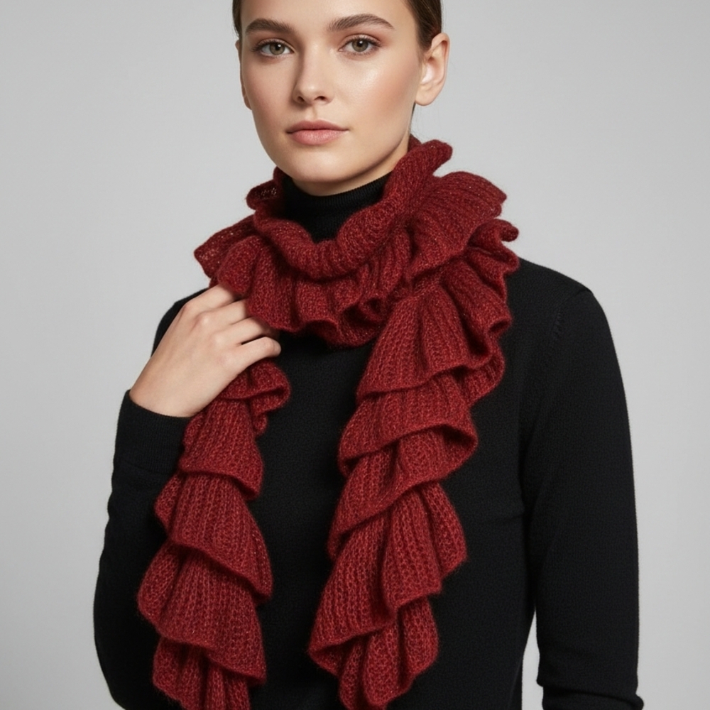 Vintage-style Ruffled Scarf  By Descours Paris For Women - Picture 7 of 7